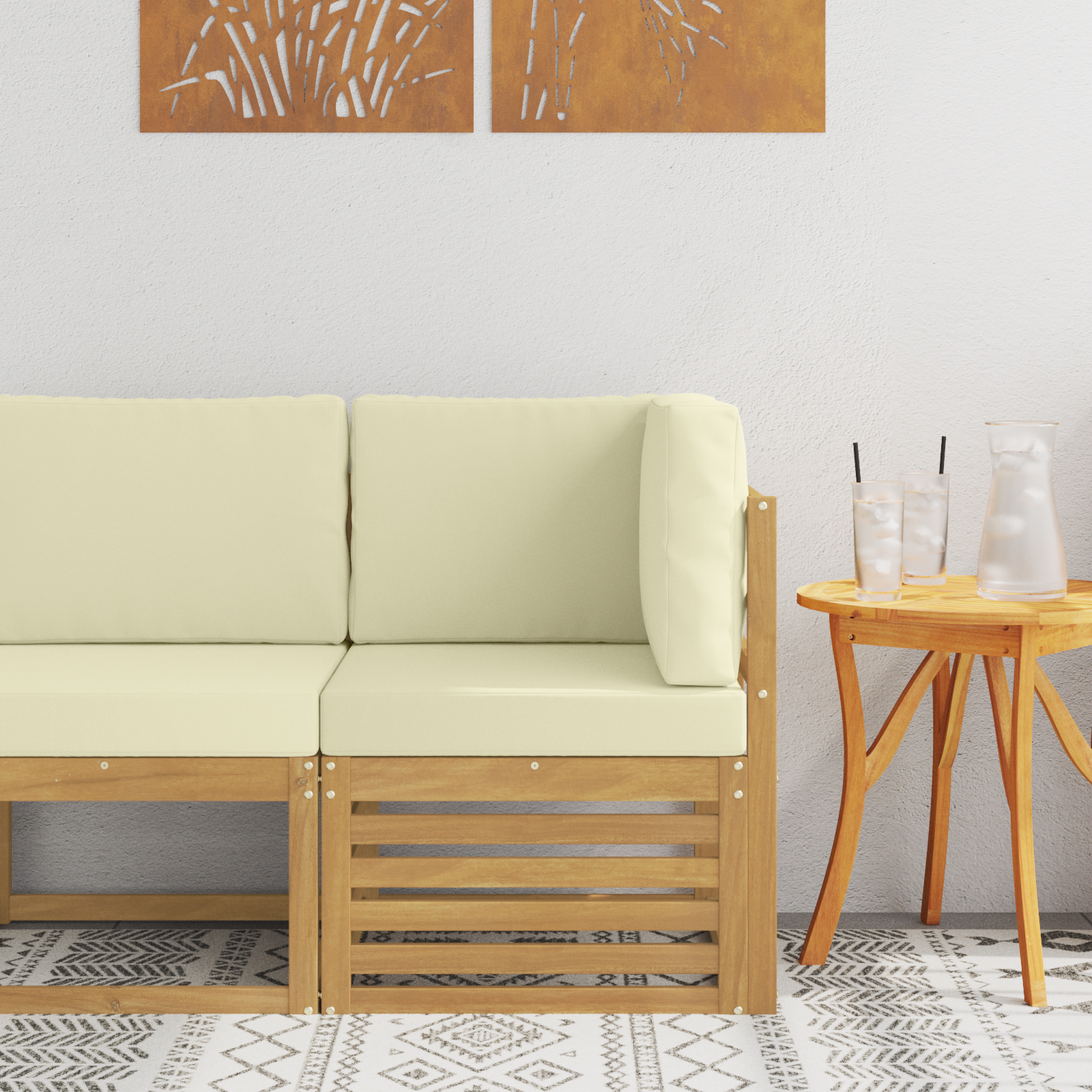 vidaXL Sofa narożna na zewnątrz Lite Drewno Akacji Biały