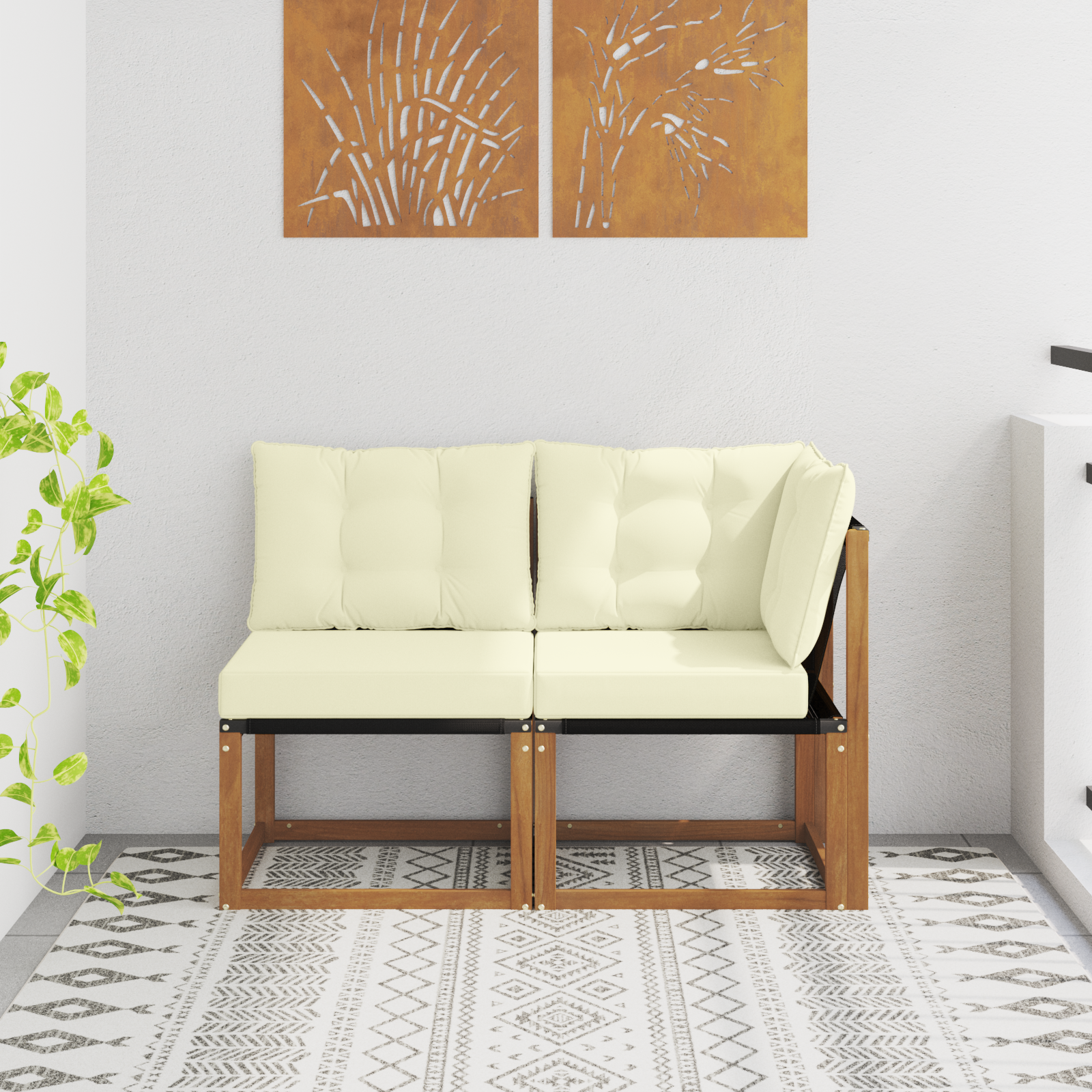 vidaXL Modułowa sofa na zewnątrz z poduszką 2 Sztuka Naturalny
