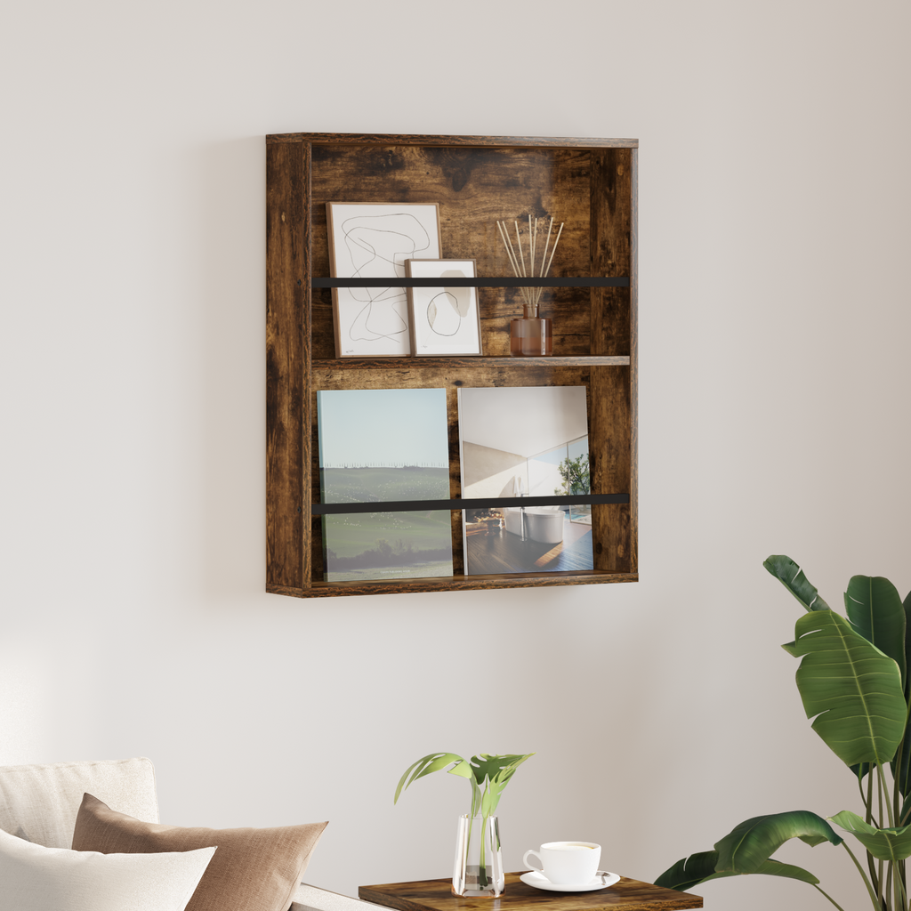 vidaXL Regał na gazety Dąb wędzony 60 x 12 x 70 cm Drewno inżynieryjne