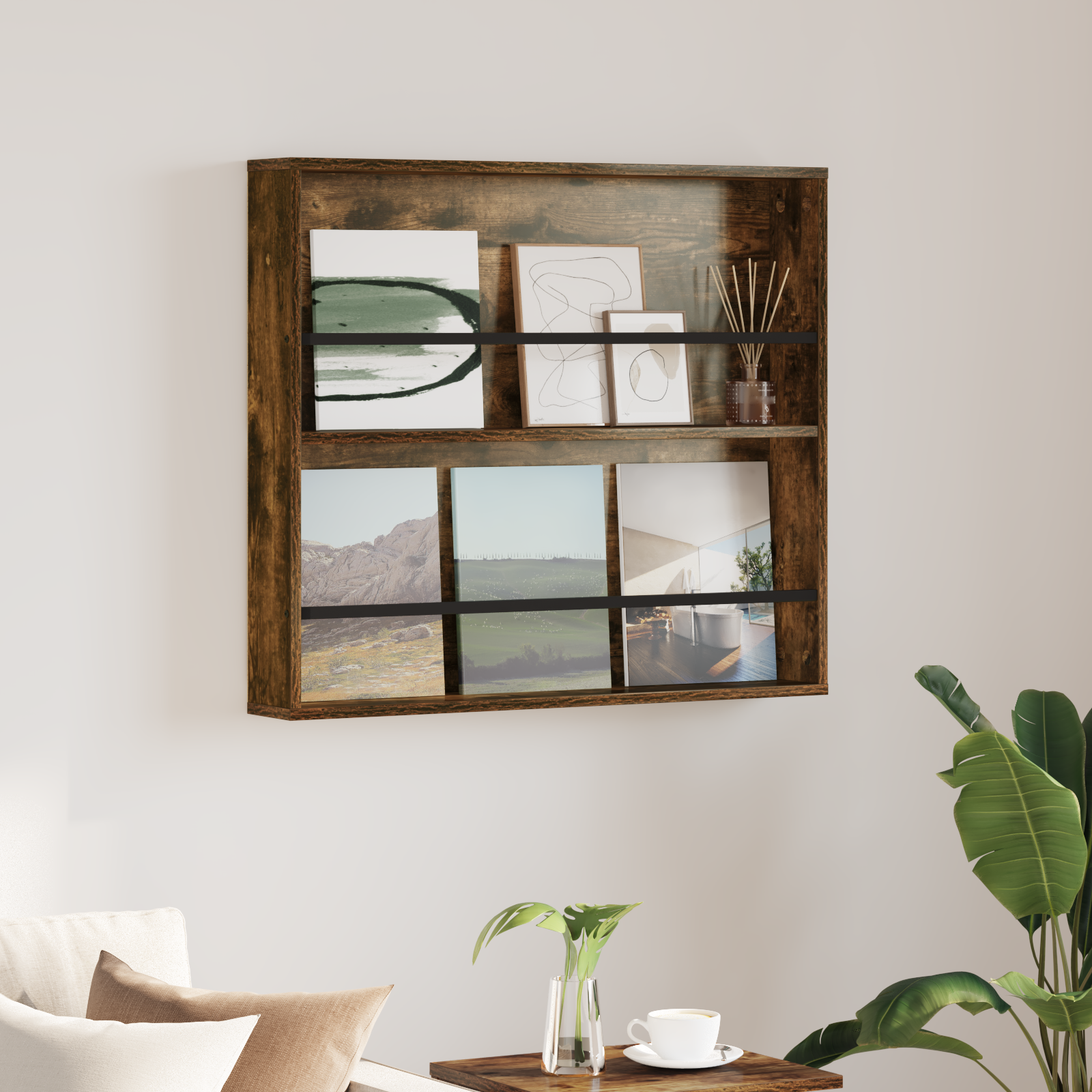 vidaXL Regał na gazety Dąb wędzony 80 x 12 x 70 cm Drewno inżynieryjne
