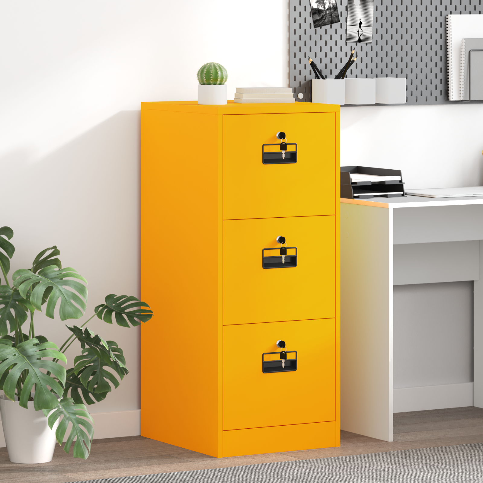 vidaXL Szafka na dokumenty Musztardowy Żółty 44 x 50 x 106.5 cm