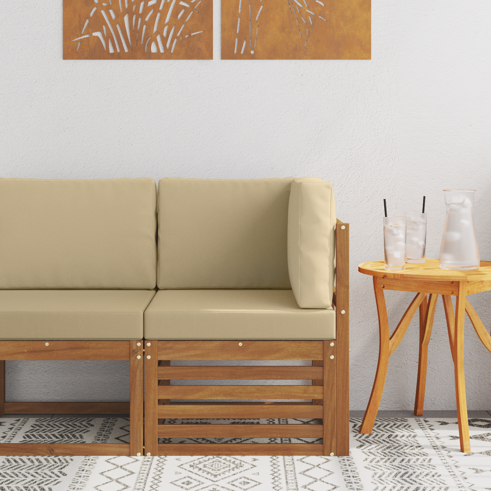 vidaXL Sofa narożna na zewnątrz Lite Drewno Akacji Naturalny