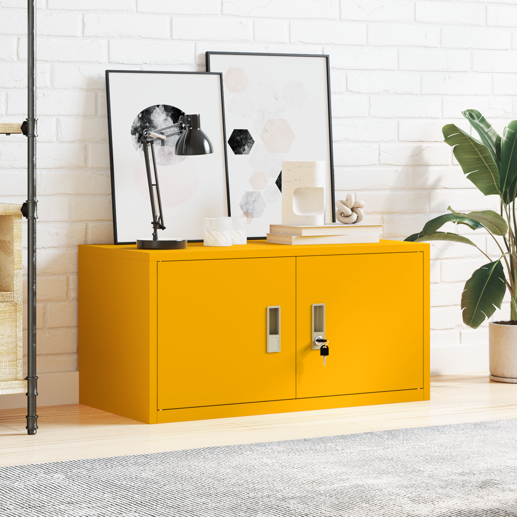 vidaXL Szafka do przechowywania Musztardowy Żółty 80 x 40 x 40 cm Stal