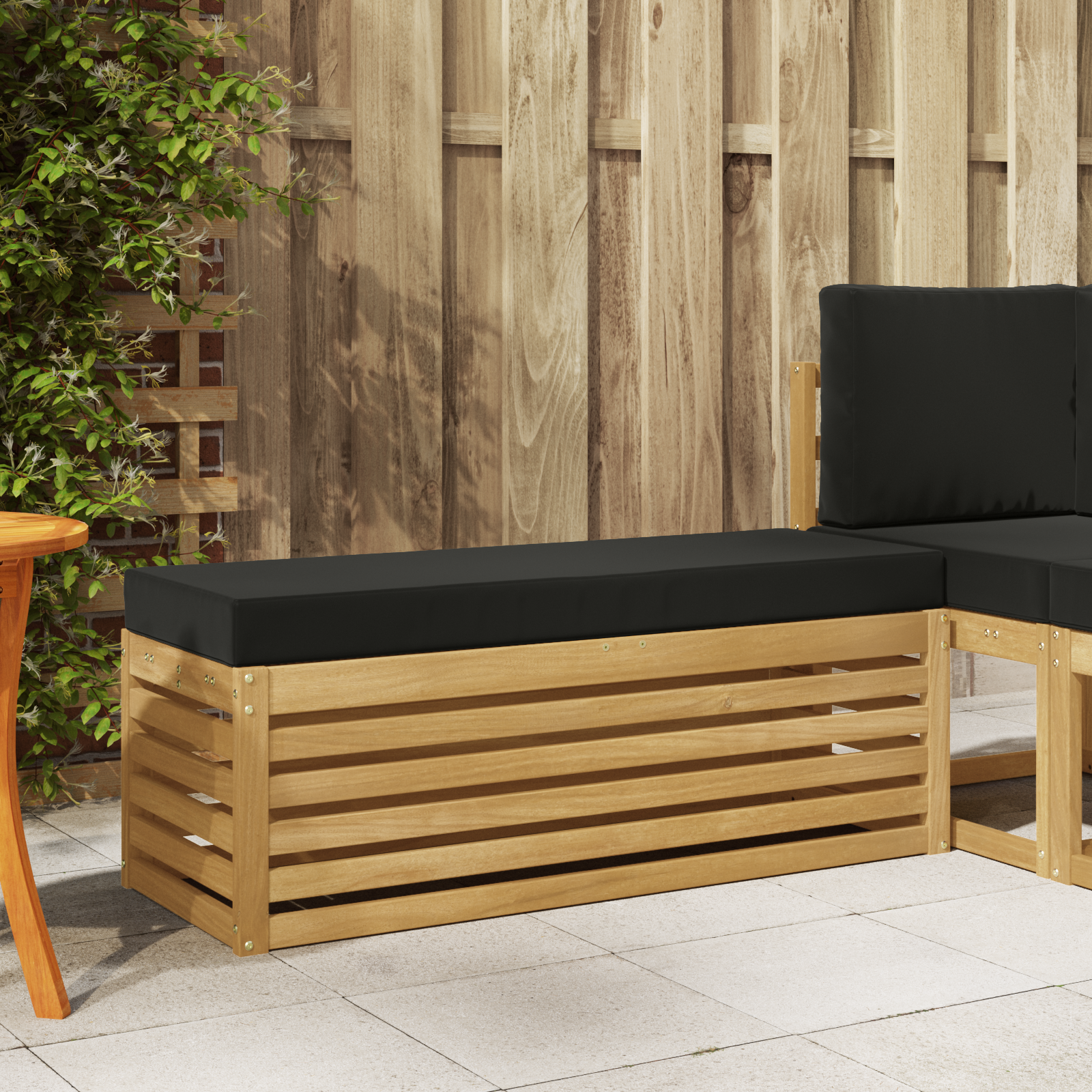 vidaXL Stołek Ławka na Zewnątrz z poduszką Biały 115 x 43 x 45 cm