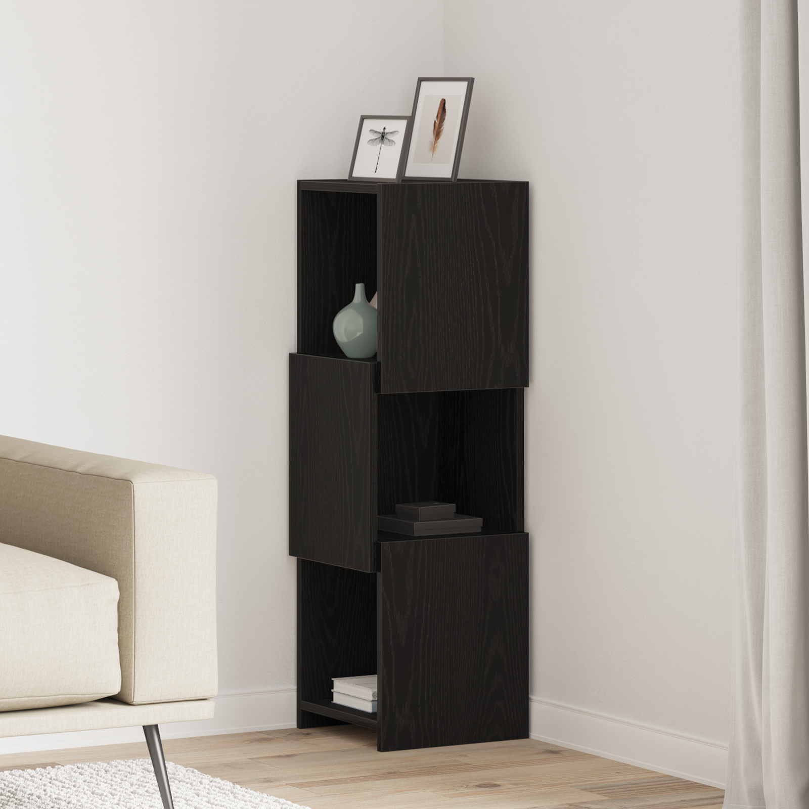 vidaXL Szafka narożna 30,5x30x95cm Drewno inżynieryjne Czarny Dąb