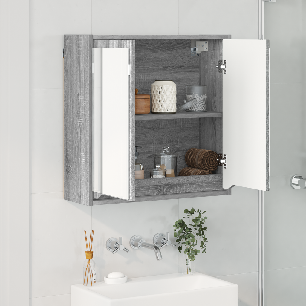 vidaXL Szafka z lustrem do łazienki Szary Sonoma 60 x 20 x 60 cm
