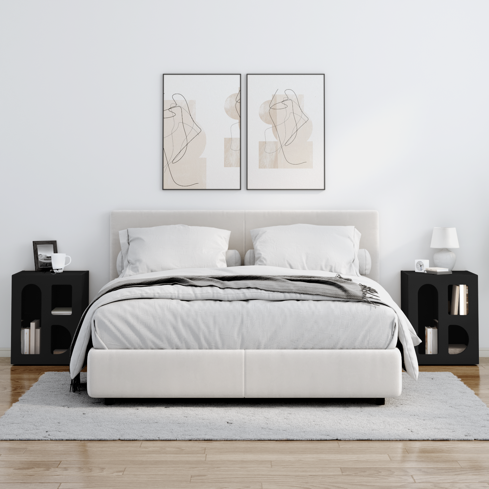 vidaXL Stolik nocny ELST 2 szt. Czarny 40 x 35 x 50 cm