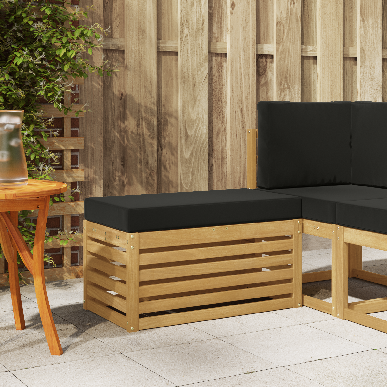 vidaXL Stołek Ławka na Zewnątrz z poduszką Biały 80 x 43 x 45 cm