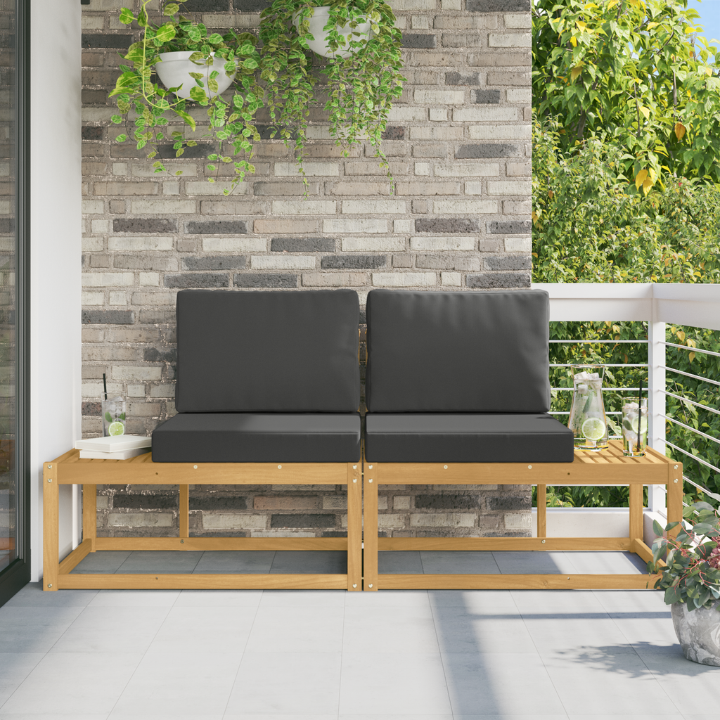 vidaXL Sofa końcowa na zewnątrz 2 Sztuka Biały Lite Drewno Akacji
