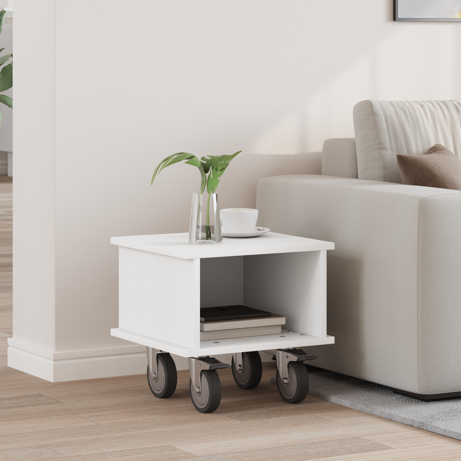 vidaXL Stół pod telewizor 37 x 35 x 35 cm Biały Drewno inżynieryjne