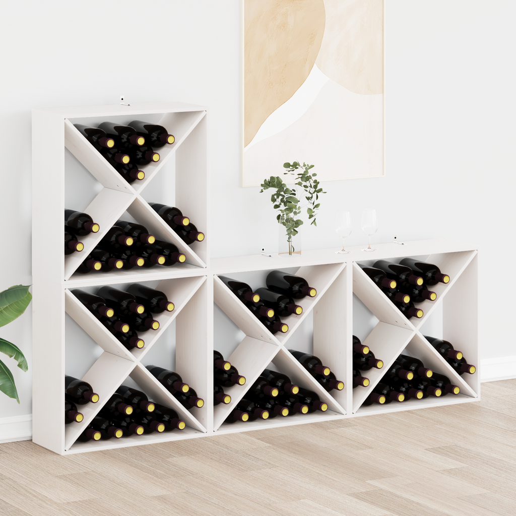 vidaXL Regał na wino 4 szt. Biały 62 x 25 x 62 cm Lite drewno sosnowe