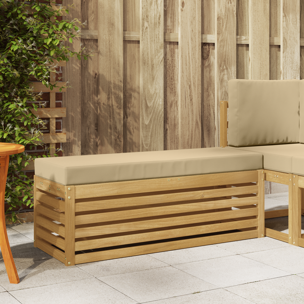 vidaXL Stołek Ławka na Zewnątrz z poduszką Biały 115 x 43 x 45 cm