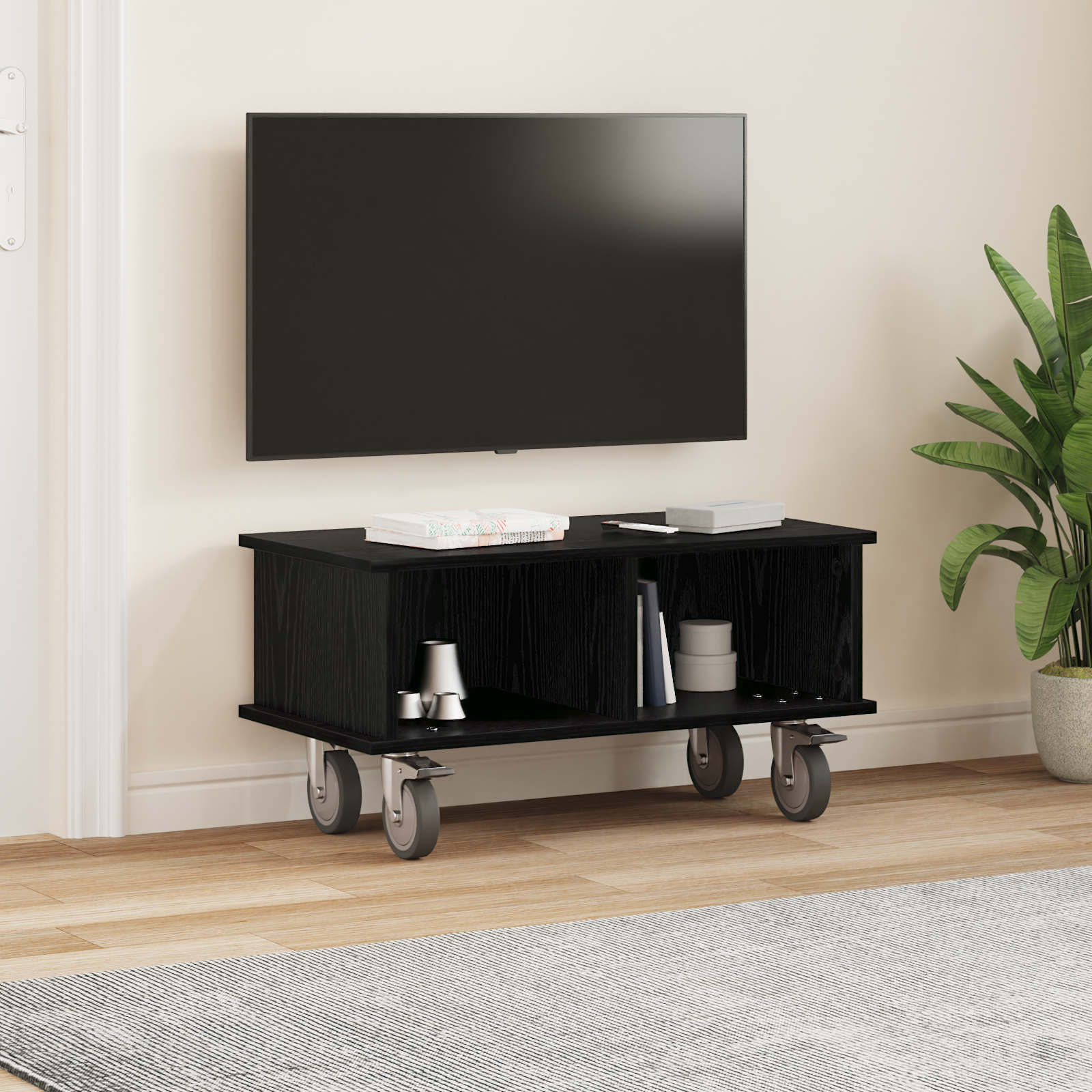 vidaXL Stół pod telewizor 68,5 x 35 x 35 cm Czarny Dąb