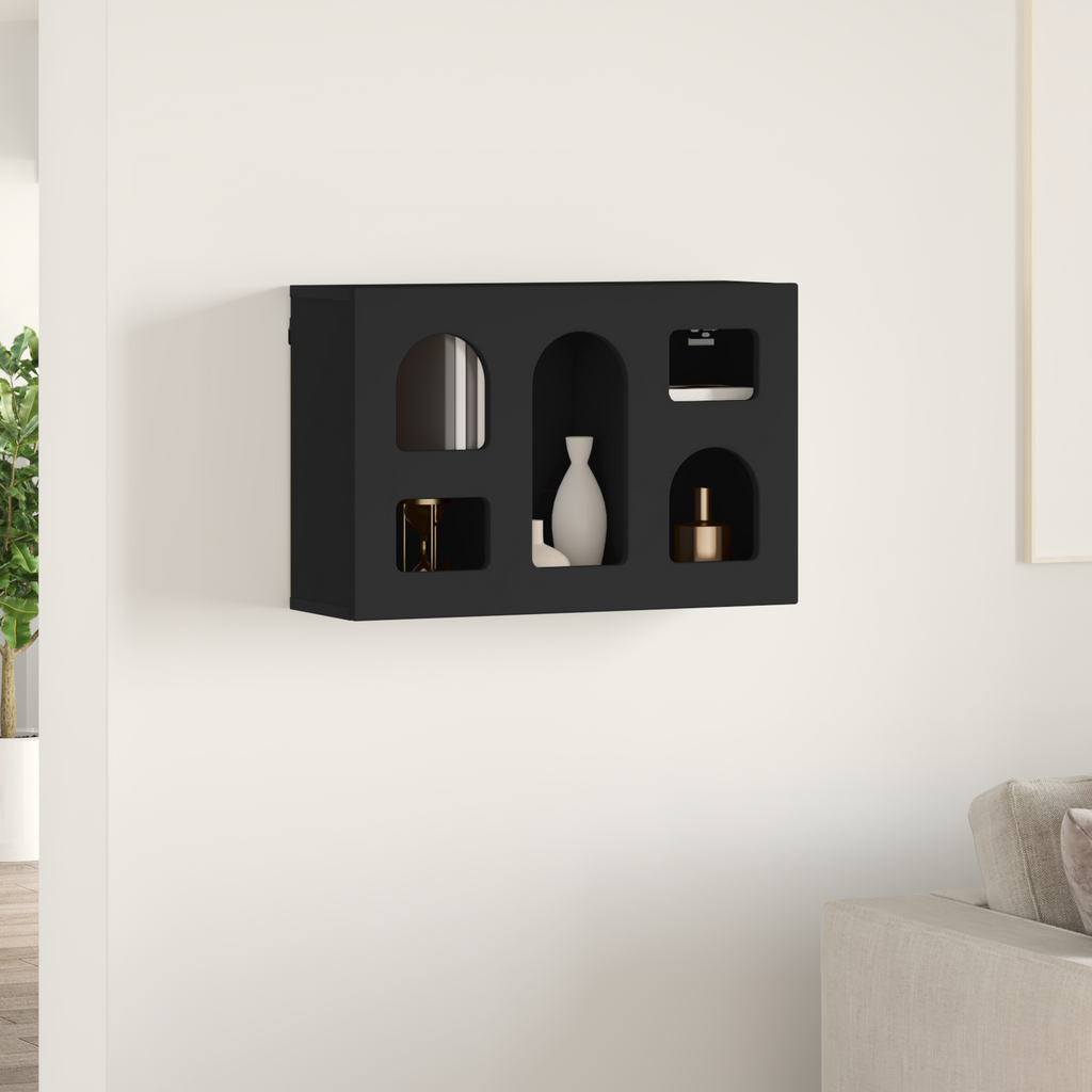 vidaXL Szafka wisząca ELST Czarny 60 x 20 x 40 cm Drewno inżynieryjne