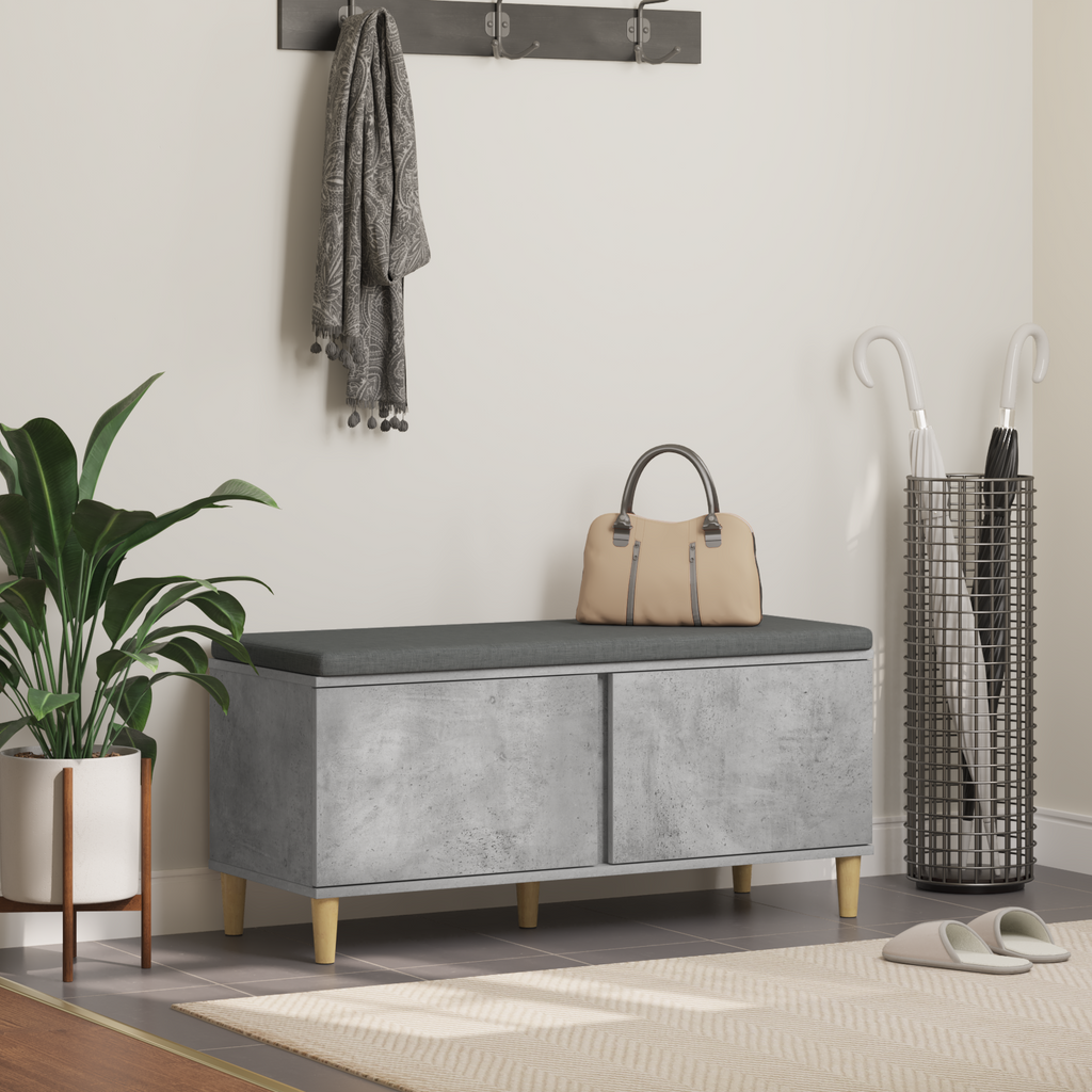 vidaXL Ławka w przedpokoju z poduszką Betonowy Szary 100 x 38 x 46 cm
