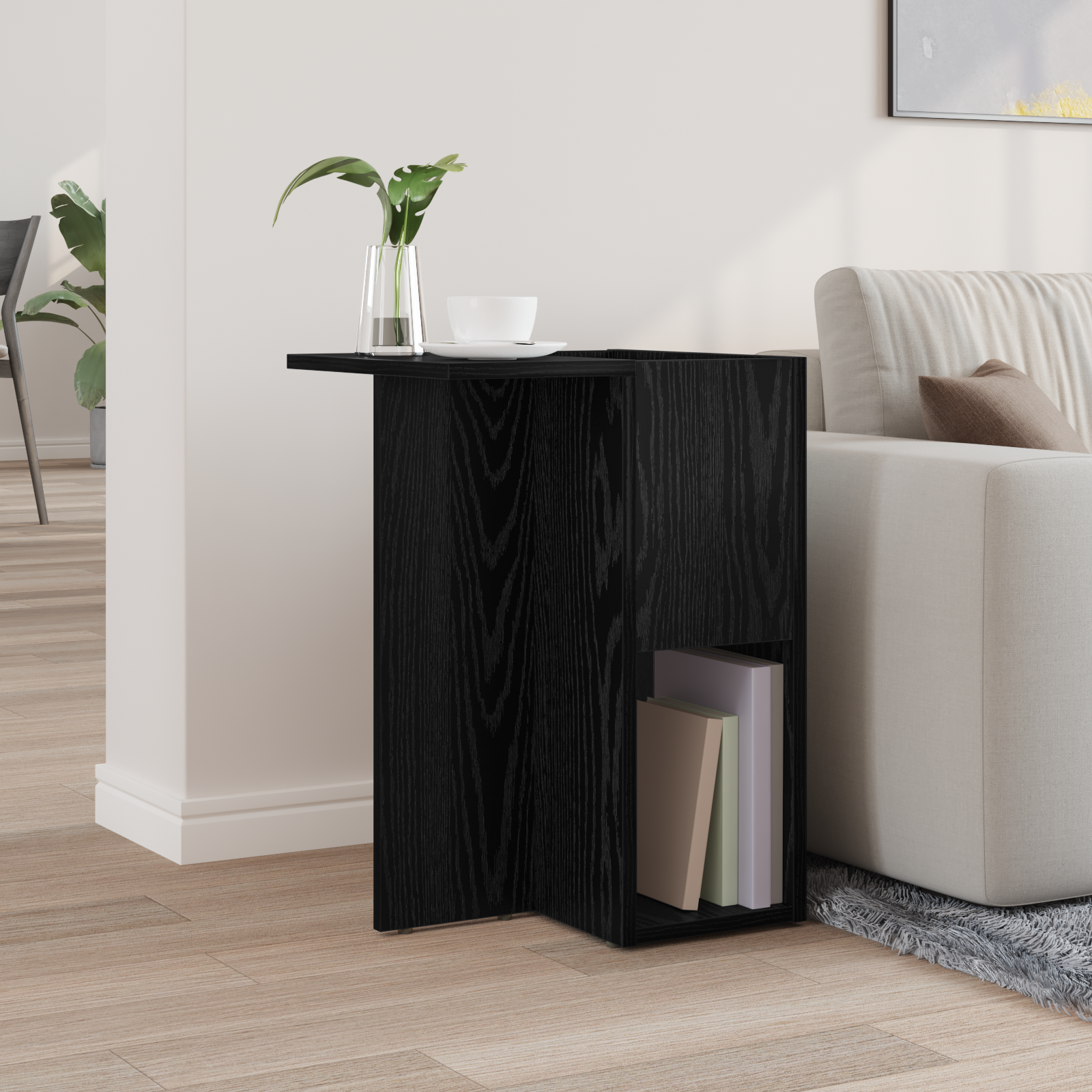 vidaXL Stolik końcowy Czarny Dąb 35 x 40 x 55 cm Drewno inżynieryjne