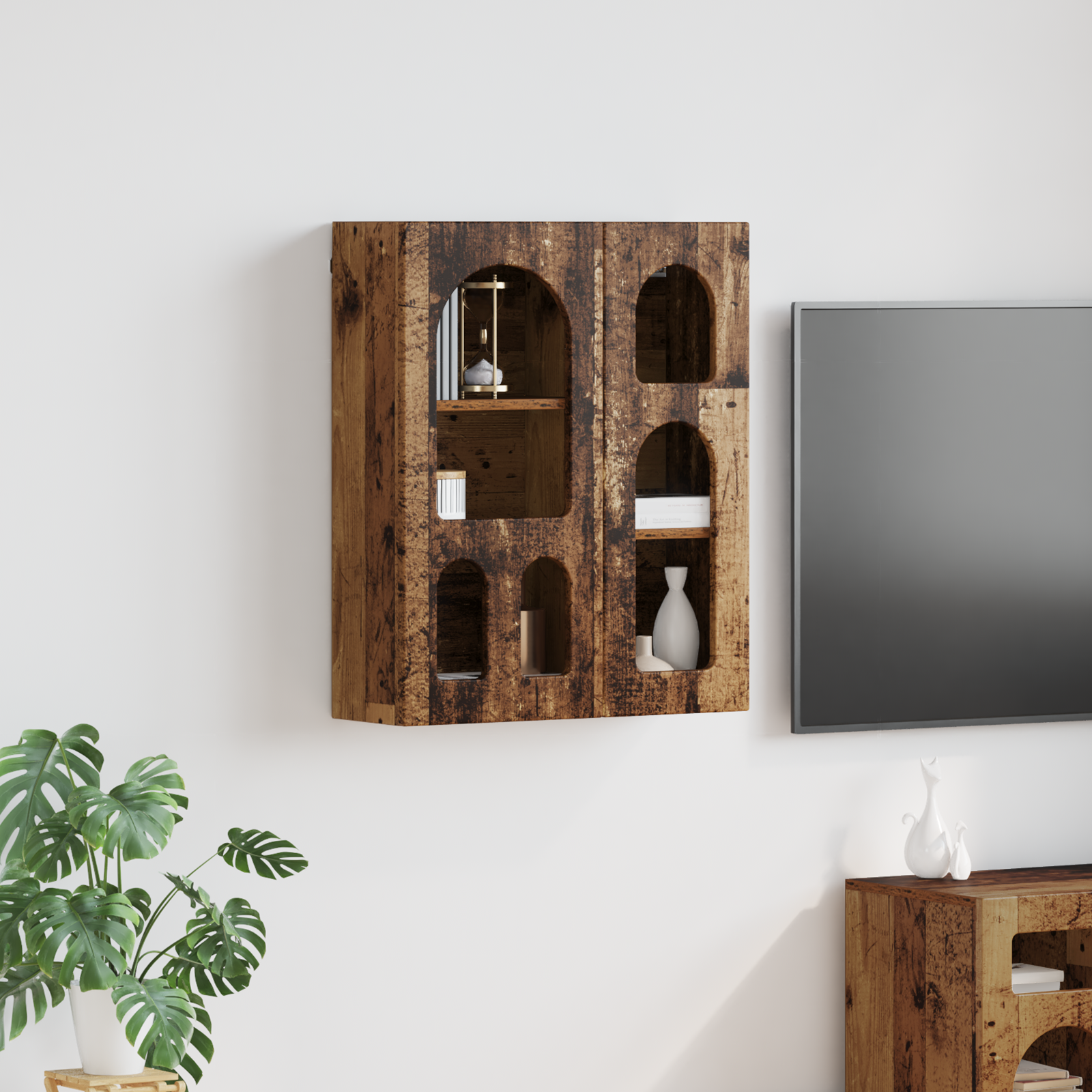 vidaXL Szafka wisząca z półką ELST Stare drewno 59 x 20 x 71,5 cm