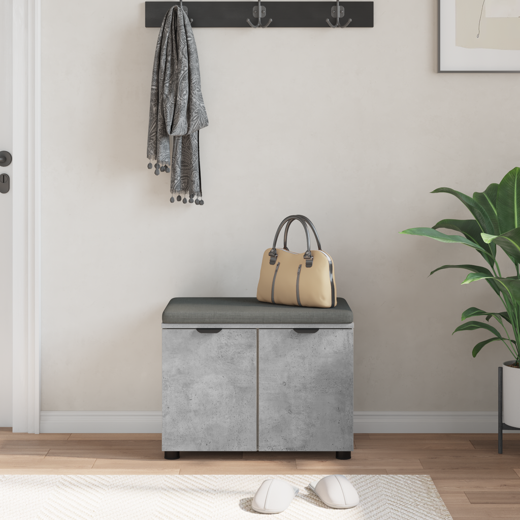 vidaXL Ławka w przedpokoju z poduszką Betonowy Szary 60 x 38 x 46 cm