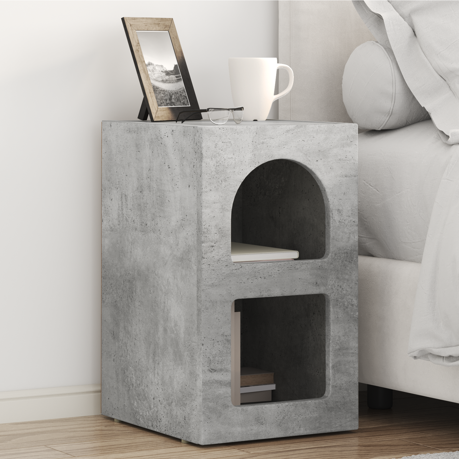 vidaXL Stolik nocny Betonowy szary 29,5 x 33,5 x 50 cm