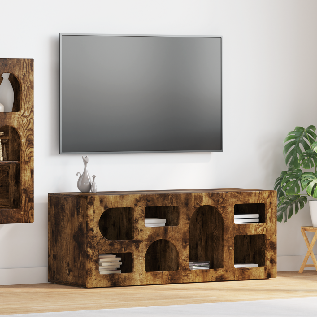 vidaXL Szafka pod telewizor ELST 100 x 35 x 40 cm Dąb wędzony