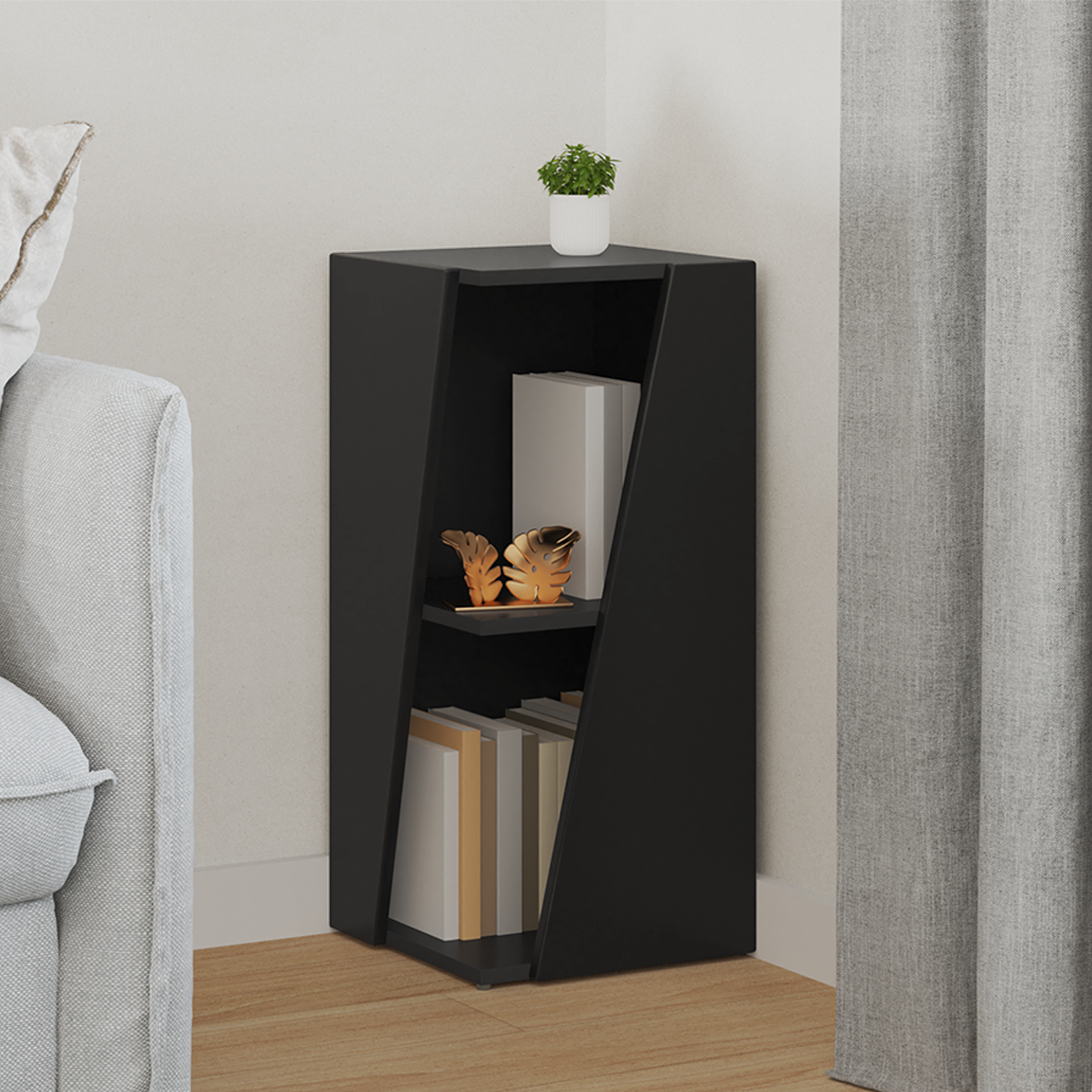 vidaXL Półka boczna Czarny 33 x 32 x 70,5 cm Materiał drewnopochodny
