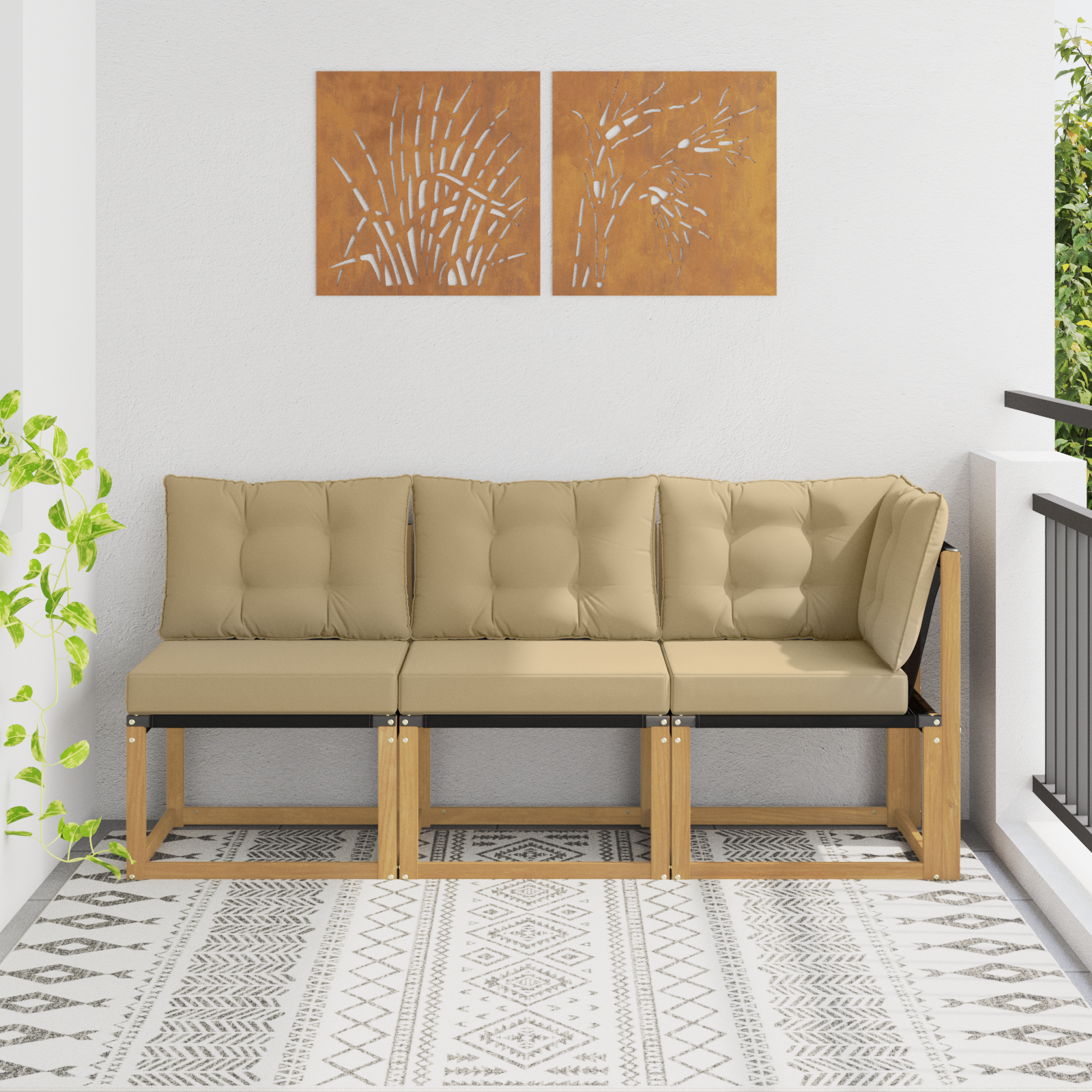 vidaXL Modułowa sofa na zewnątrz z poduszką 3 Sztuka Biały