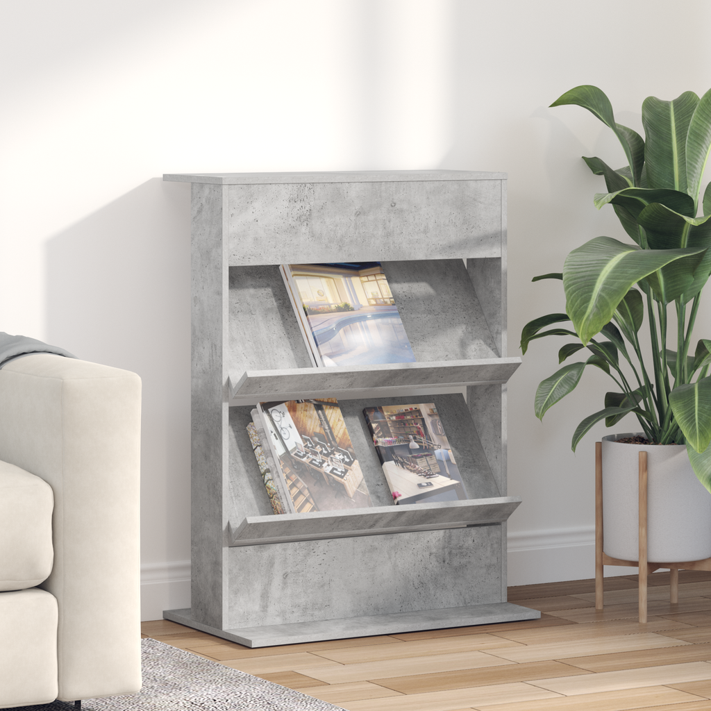 vidaXL Regał na gazety z półką Betonowy szary 70 x 41 x 96 cm
