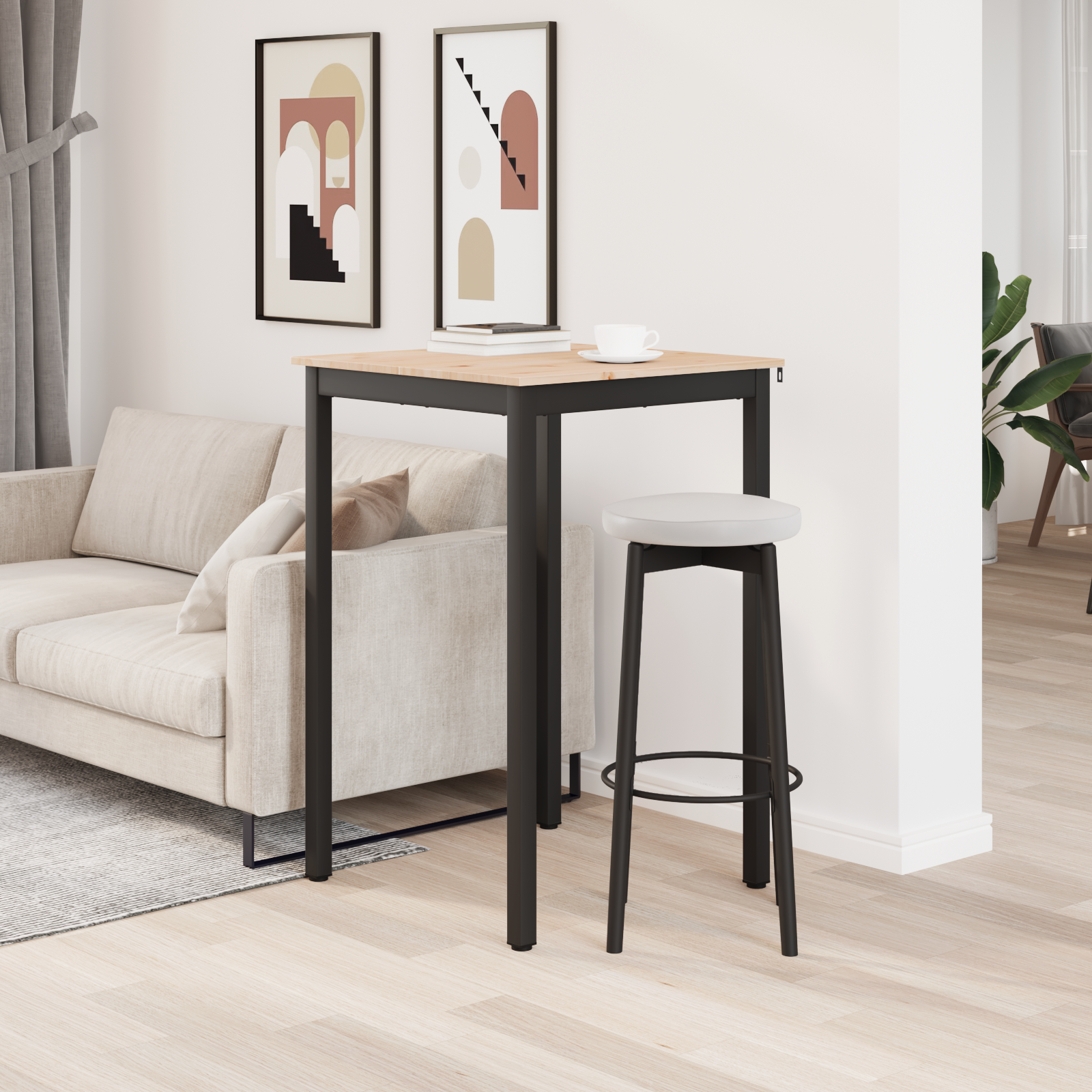 vidaXL Stół barowy Naturalny 70 x 70 x 105 cm Lite drewno sosnowe