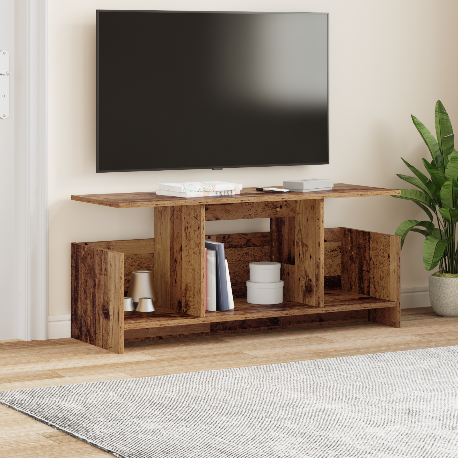 vidaXL Stół pod telewizor Stare drewno 102 x 35 x 45 cm