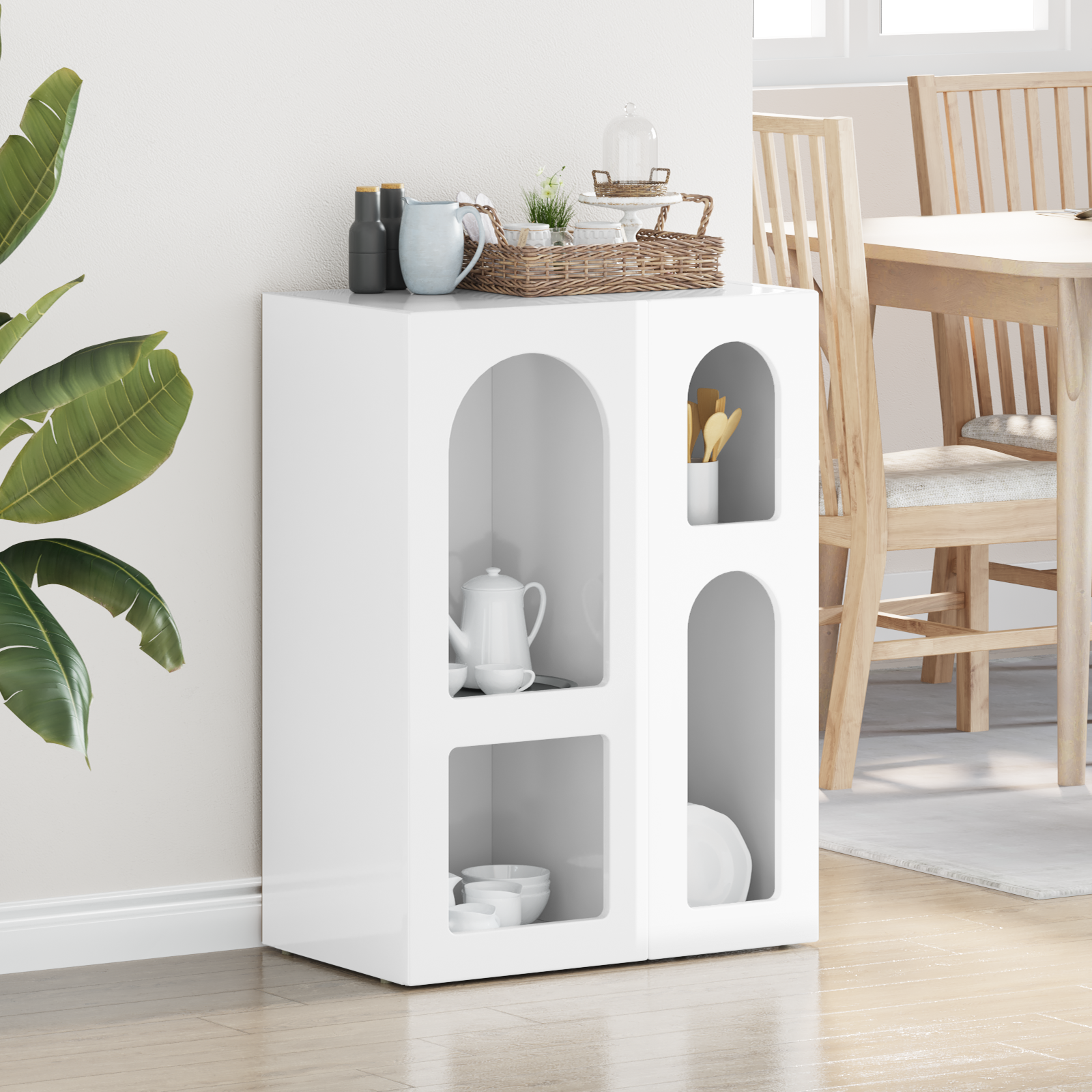 vidaXL Bufet ELST Wysoki połysk biały 59 x 35 x 80.5 cm