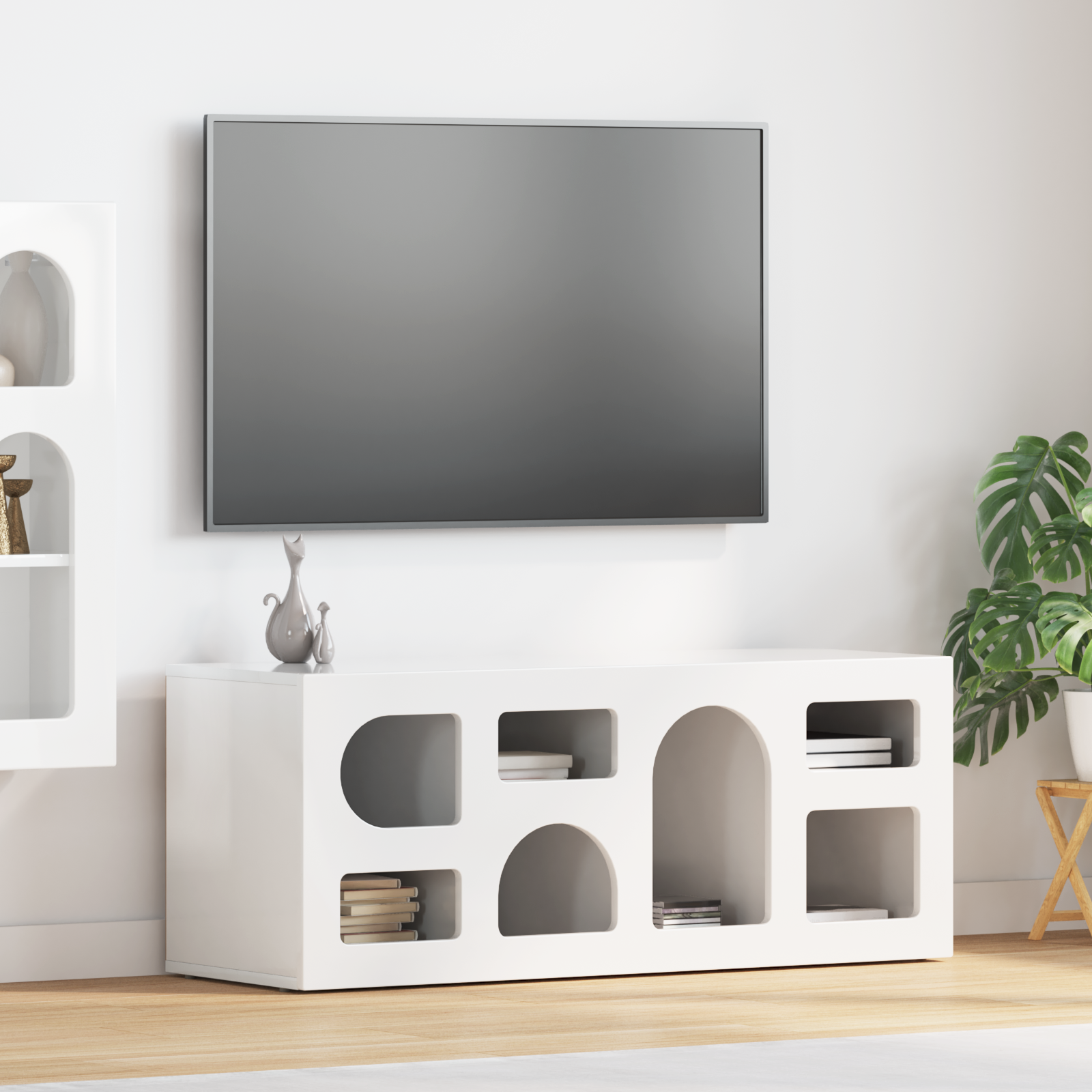 vidaXL Szafka pod telewizor ELST 100 x 35 x 40 cm Wysoki połysk biały