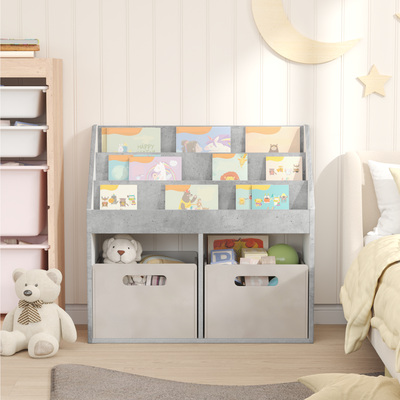 vidaXL Biblioteczka dla dzieci Betonowy szary 72,5 x 29,5 x 69 cm