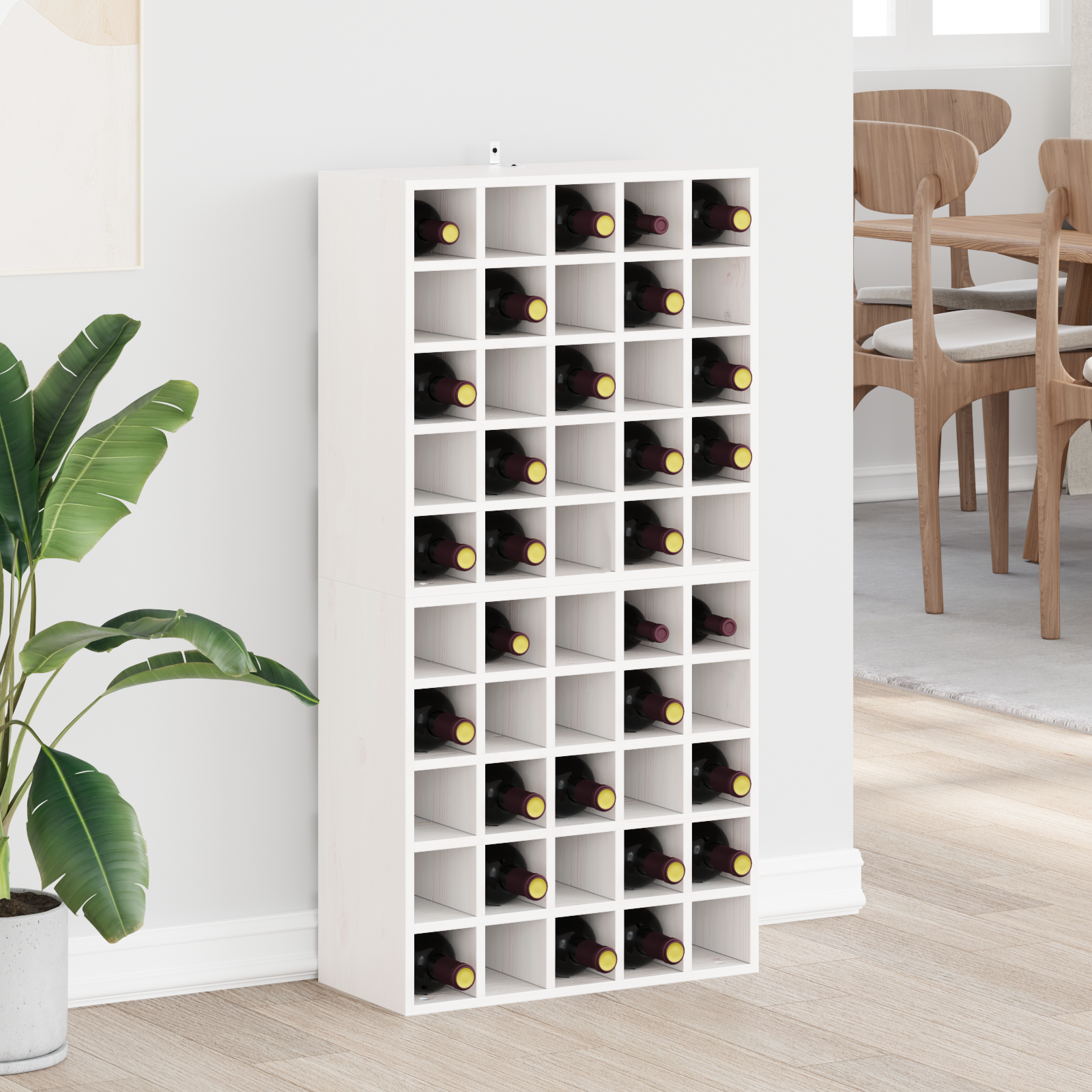 vidaXL Regał na wino 2 szt. Biały 56 x 25 x 56 cm Lite drewno sosnowe