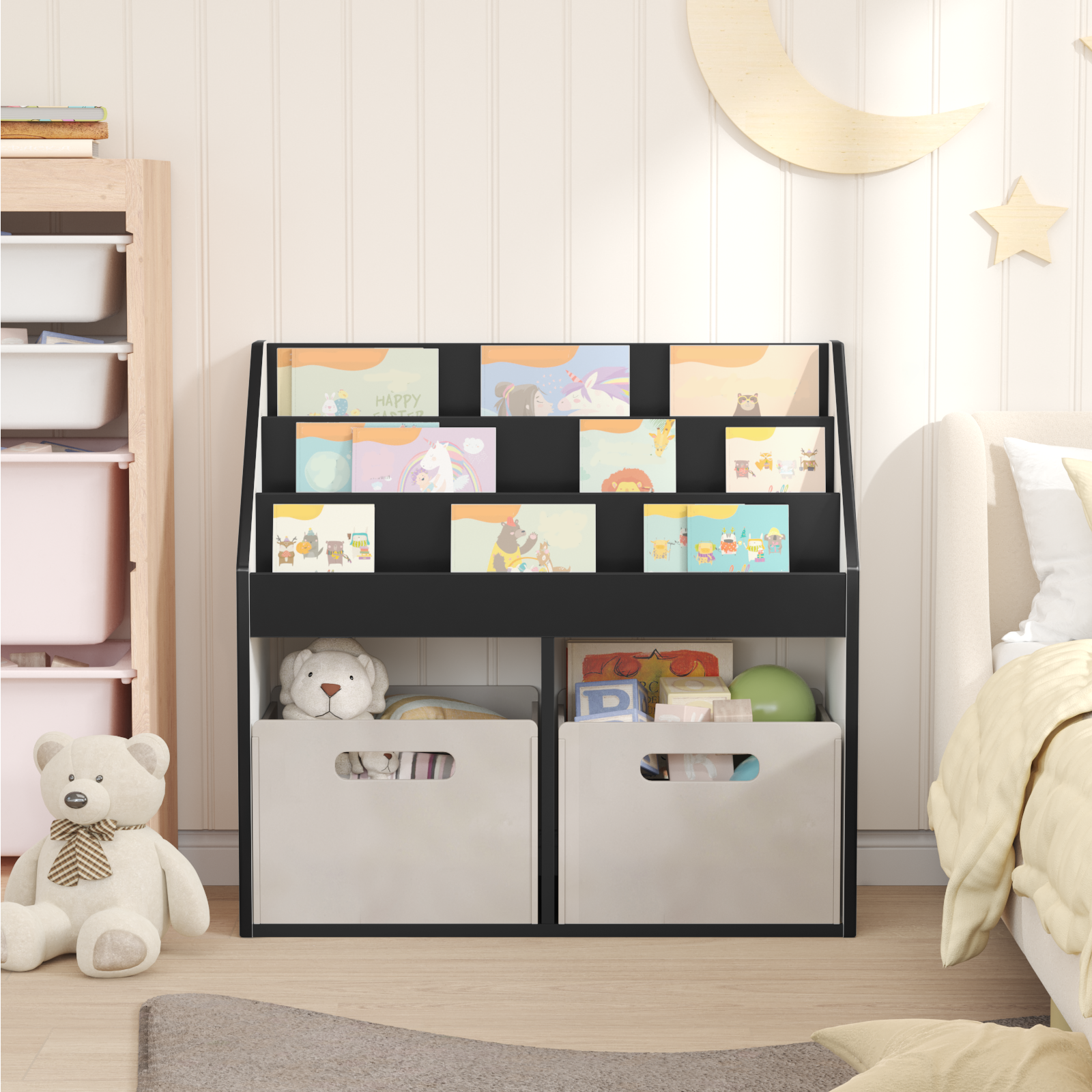 vidaXL Biblioteczka dla dzieci Czarny 72,5 x 29,5 x 69 cm