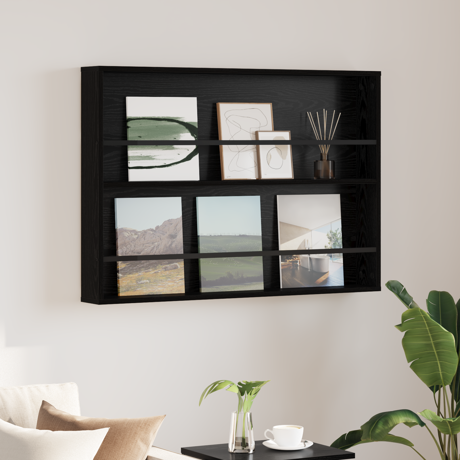 vidaXL Regał na gazety Czarny Dąb 100 x 12 x 70 cm Drewno inżynieryjne
