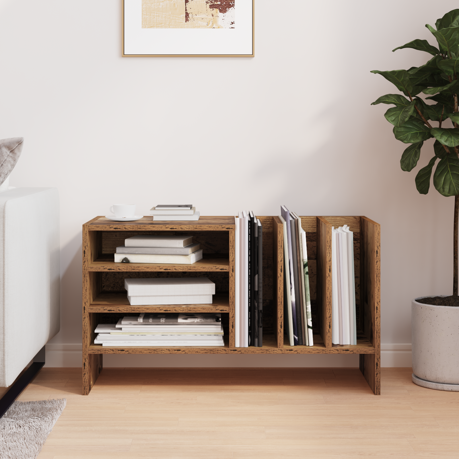 vidaXL Szafka na płyty winylowe z półką Stare drewno 78,5 x 35 x 45 cm