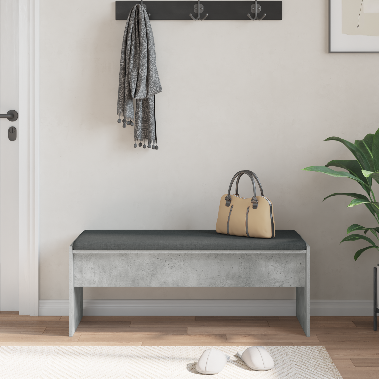 vidaXL Ławka w przedpokoju z poduszką Betonowy szary 103 x 38 x 40 cm