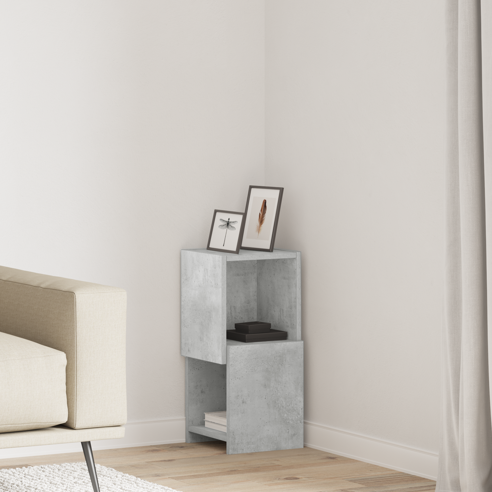 vidaXL Szafka narożna 25,5x25x55cm Drewno inżynieryjne Betonowy szary