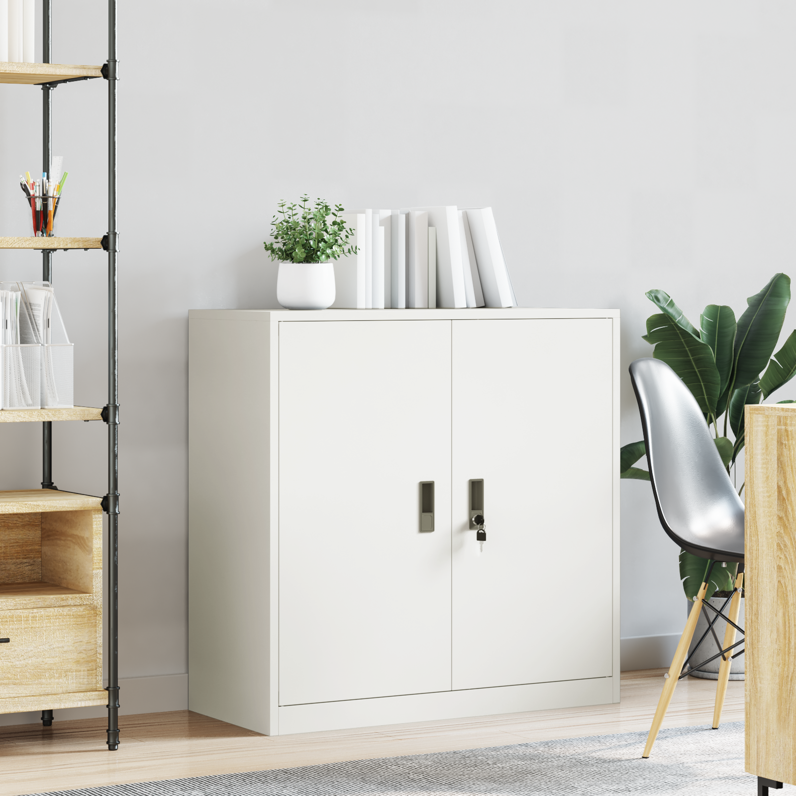 vidaXL Szafka do przechowywania Biały 90 x 40 x 90 cm Stal