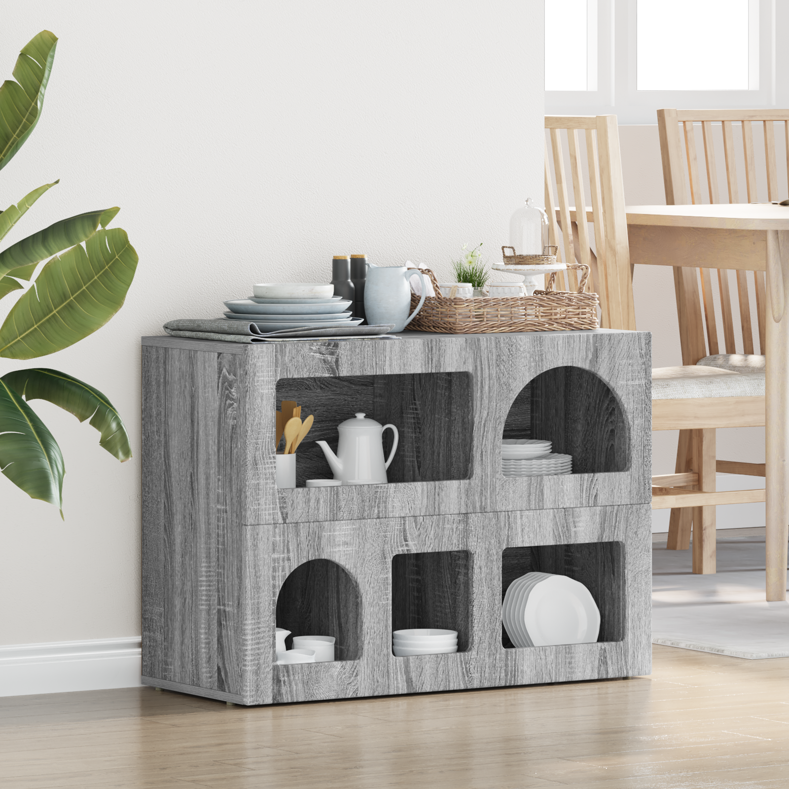 vidaXL Bufet ELST Szary Sonoma 80,5 x 35 x 59 cm Drewno inżynieryjne