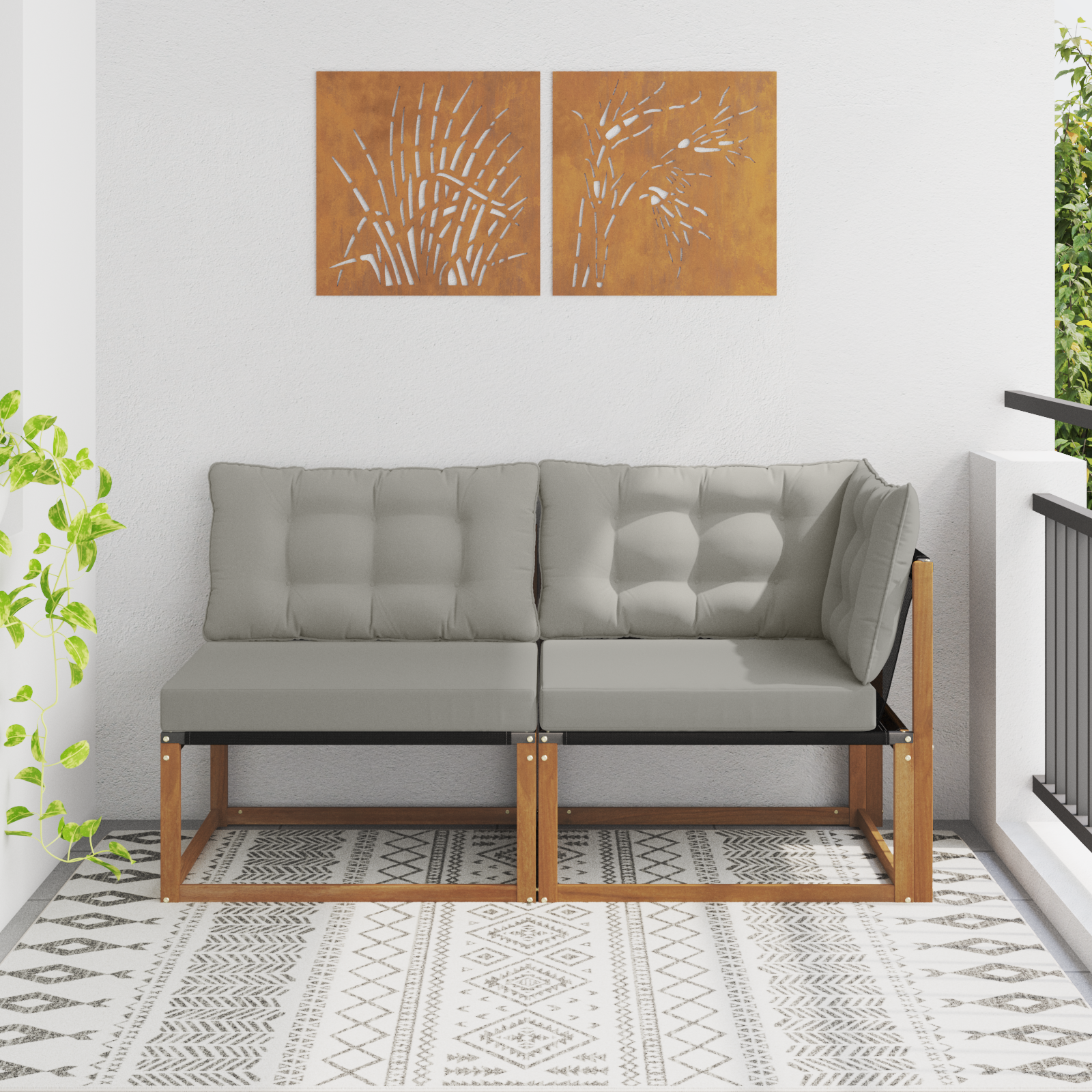 vidaXL Modułowa sofa na zewnątrz z poduszką 2 Sztuka Naturalny