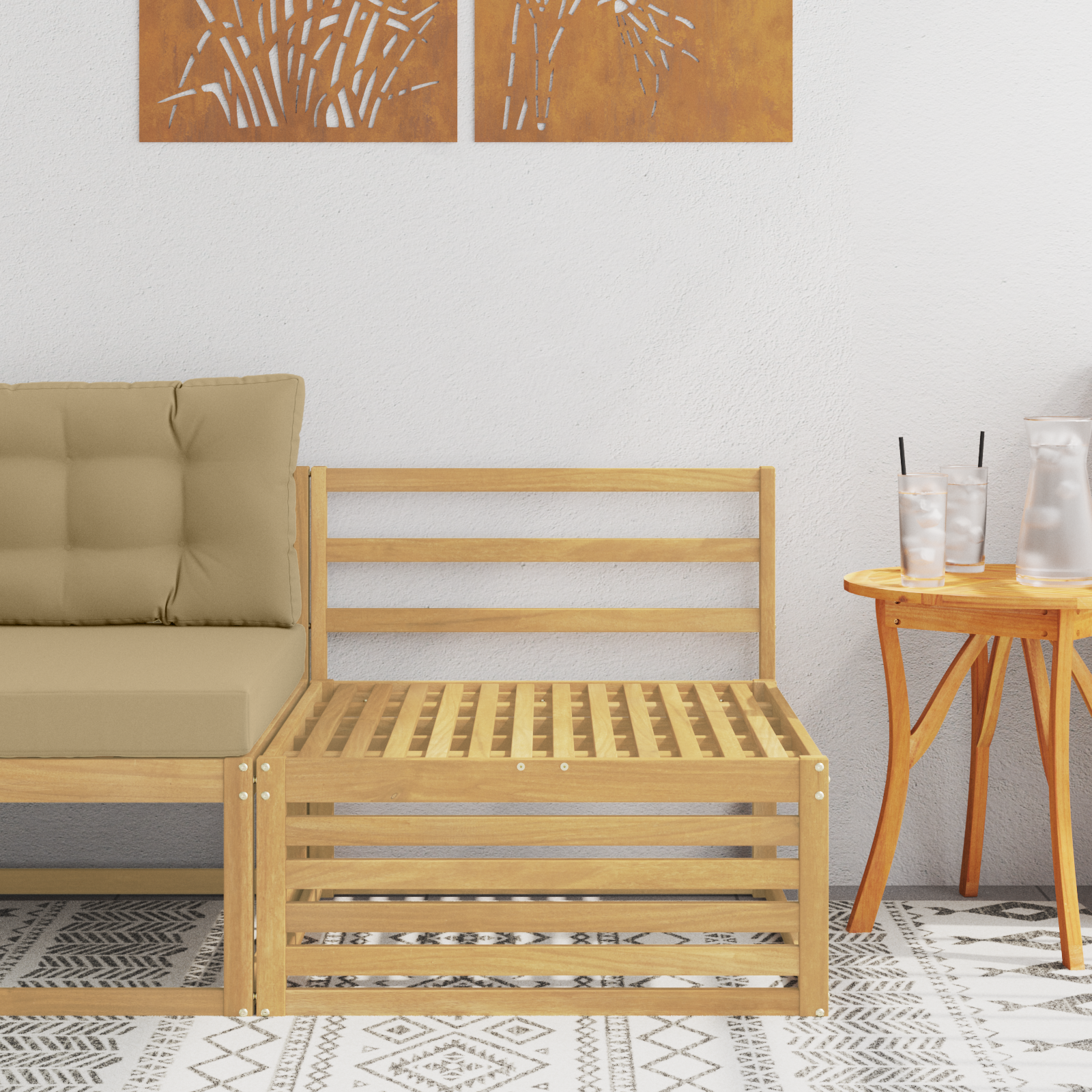 vidaXL Środkowa sofa ogrodowa Lite Drewno Akacji Biały 83 x 79 x 73 cm