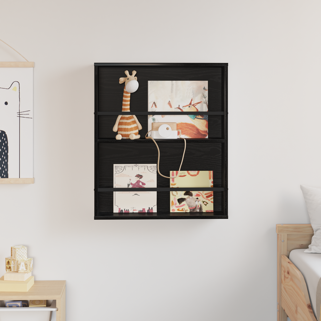 vidaXL Regał na gazety Czarny Dąb 60 x 12 x 70 cm Drewno inżynieryjne