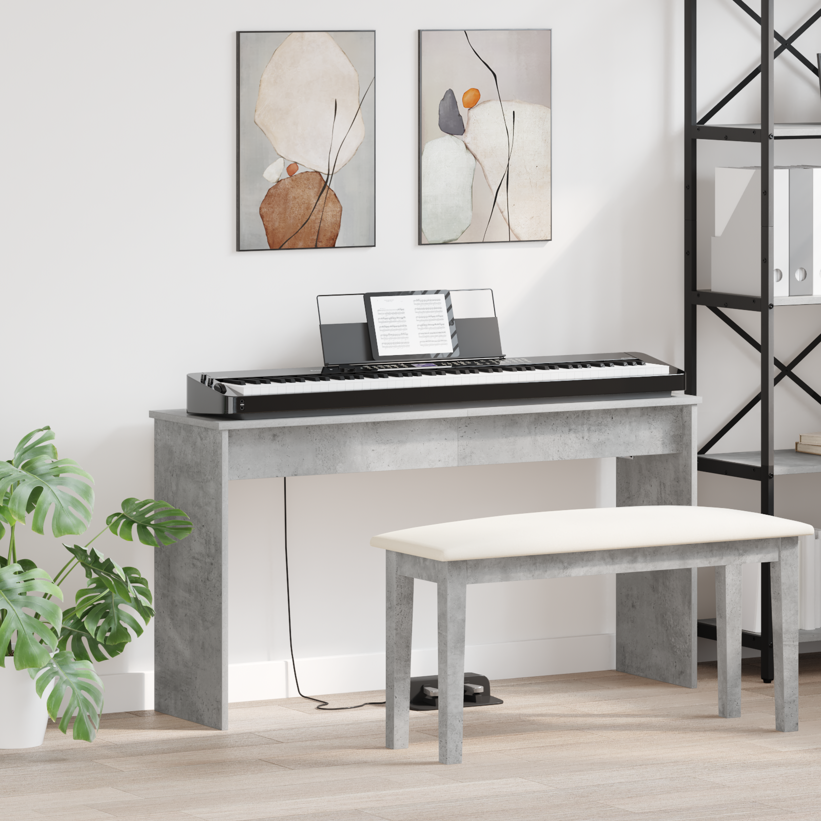 vidaXL Stojak na keyboard Betonowy szary 120 x 32 x 64 cm