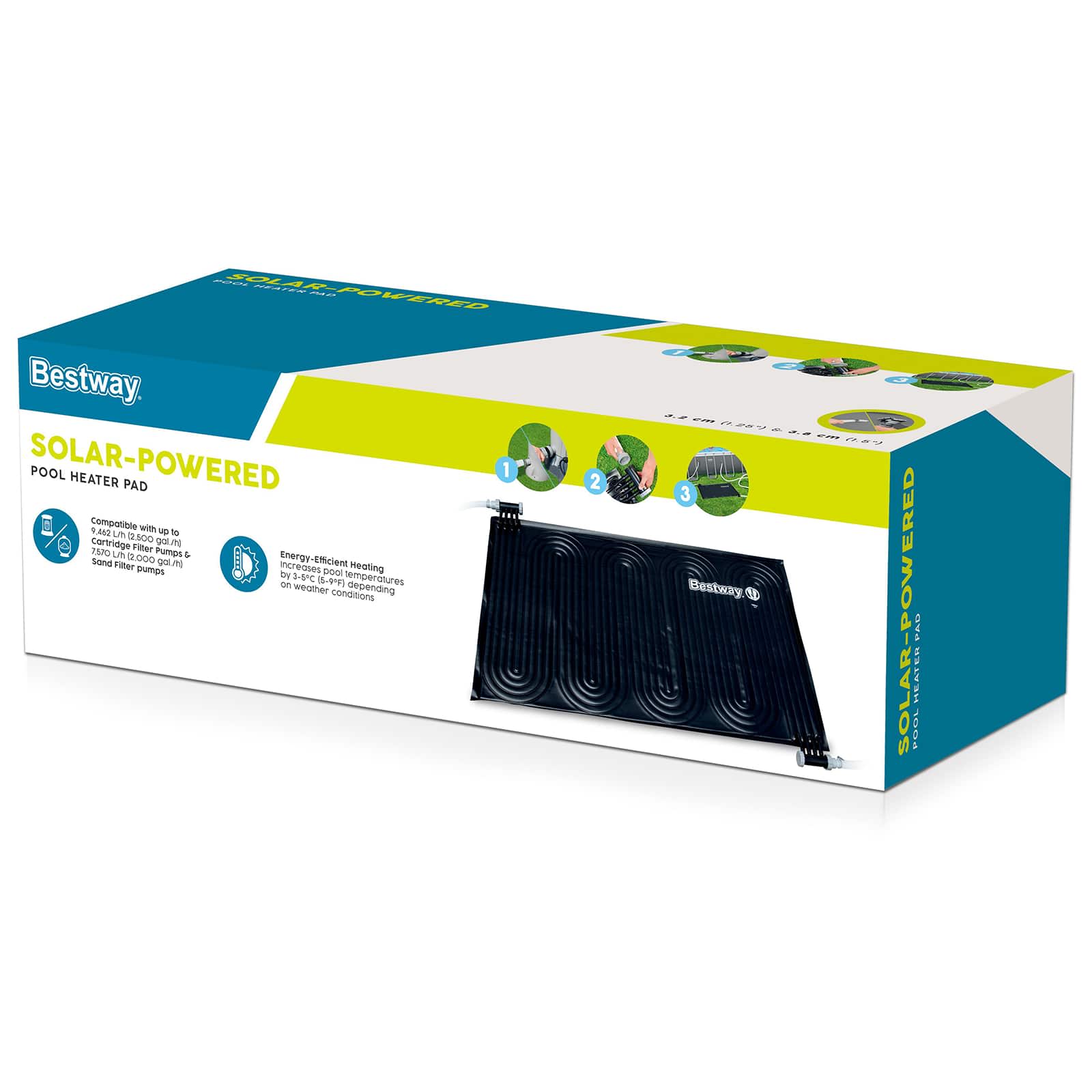 Bestway Słoneczna mata do podgrzewania basenu Czarny 110 x 171 cm PVC