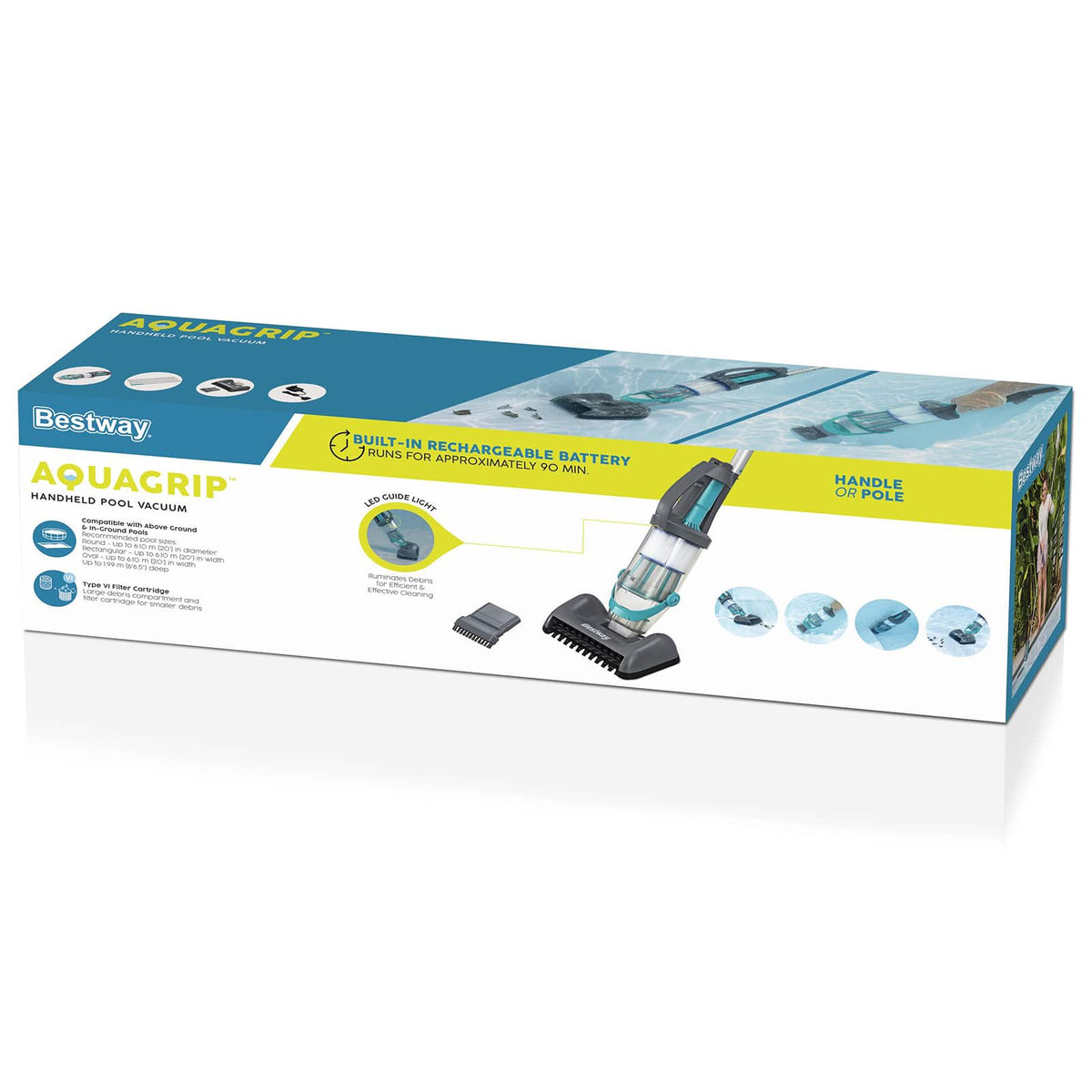 Bestway Odkurzacz do basenu z paskami LED Szary 610 cm ABS i stal