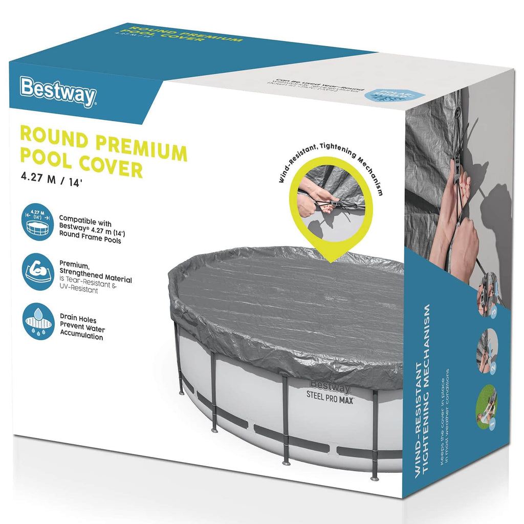 Bestway Pokrywa Basenowa Ø4,27 m Okrągły Poliester Szary