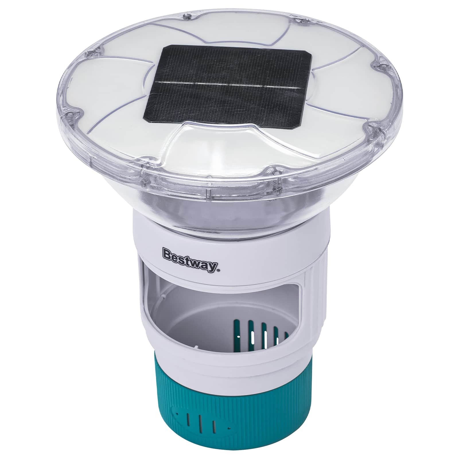 Bestway Pływająca lampa solarna z paskami LED Biały Ø 7,6 cm PC i ABS