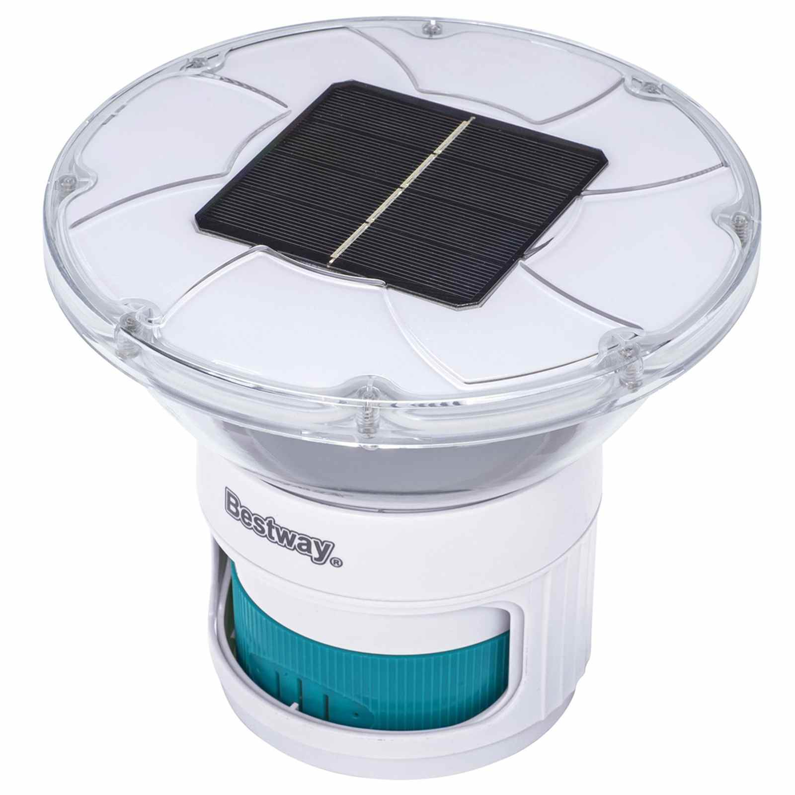Bestway Pływająca lampa solarna z paskami LED Biały Ø 7,6 cm PC i ABS