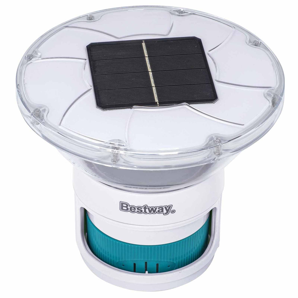 Bestway Pływająca lampa solarna z paskami LED Biały Ø 7,6 cm PC i ABS